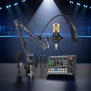 Podcast Equipment Bundle, Soundcard Recording Studio Package with Voice Changer, Live Sound Card - Audio Interface for Laptop Computer Vlog Living Broadcast Live Streaming