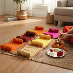 Divine Velvet Asan Takiya Set | Soft Cushion for Laddu Gopal, Krishna, Ganesha Idols | Diwali, Navratri Pooja Decor Gift | Comfort & Elegance