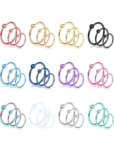 36Pcs Surgical Steel Nose Ring Hoop for Women 20 Gauge Nose Piercing Jewelry Septum Ring Cartilage Helix Piercing 6-12mm Helix Pierced Ring