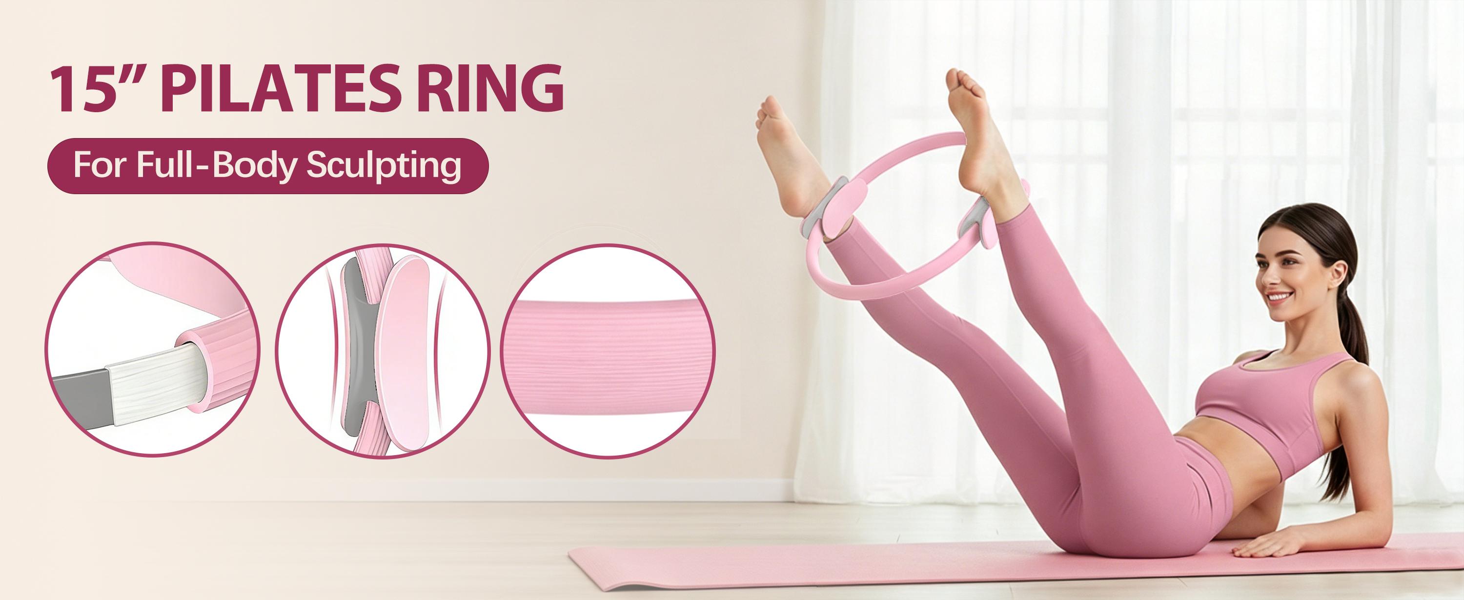 homimanor 13PCS Pilates Ring Set for Women Home Workout,yoga band， Pilates Equipment Set for Beginners with 15'' Magic Circle, 9.8" Yoga Ball and Resistance Bands, Pilates Kit for Full Body Toning,Suitable for beginners Pedal Fitness Rope