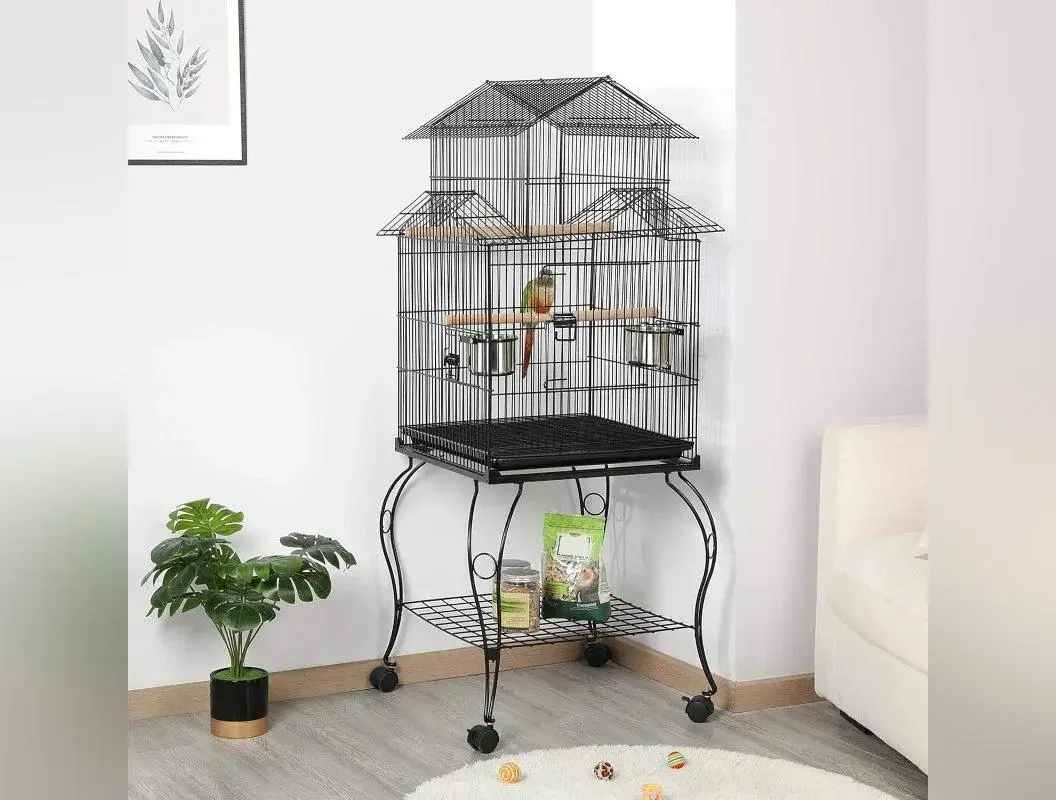 Rolling Standing Triple Roof Top Medium Parrot Cage