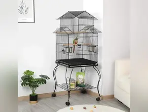 Rolling Standing Triple Roof Top Medium Parrot Cage