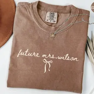Comfort Colors Custom Future Mrs. Shirt, Coquette Bachelorette Party TShirt, Engagement Outfit for Bridal Shower Personalized Fiancee Gift Mom tee Mother's Day Gift