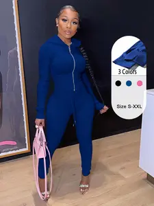 Two-Piece Set Women's Solid Zip Up Crop Hoodie & Drawstring Waist Skinny Pants Set, Tracksuit Sweat Suits, Casual Fashion Cozy Breathable Outfits for Daily Outdoor Wear, Women Clothes for Fall & Winter