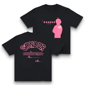 [Graphic Tees] Pink Sonder Rap Shirt, Casual Crewneck Streetwear Made in USA for Women and Men, 180G 100% Cotton Lightweight Breathable Soft Comfortable Graphic Tee, Music Graphic Tee, Hip Hop Streetwear Shirt, Unisex Cotton Top