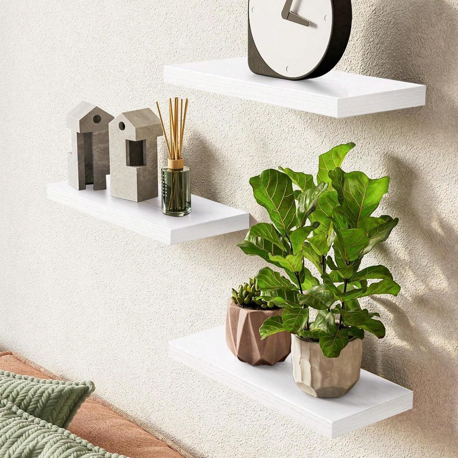 TAIMASI 5 Pieces Floating Shelves For Wall, 22in, Wall-Mounted, MDF Wood Room Decor, Rustic Wood Shelves For Bathroom, Living Room, Bedroom And Kitchen, Wall Shelves For Storage,Books,Room Decor