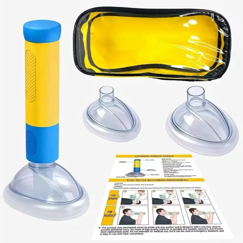 Family Emergency Choking Rescue Set, Portable Airway Clearing Tool with Multiple Masks, Storage Pouch for Home, School & Trips