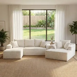 Modular Corduroy Cloud Sofa L-shaped modular living room sofa set and single-person cinema sofa set, separate-style home living room sofa set, indoor sofa, multiple combination modes room reading bedroom soft plush flexible