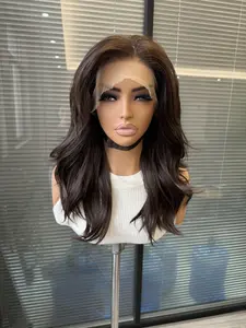 13x6 Lace Front Wig Cut Natural Look, Medium Length Wigs with Bangs, Wavy Hair Style, All Seasons Wear, No Ca Prop 65 Warning