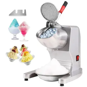 【Summervibes】VEVOR Ice Crushers Machine,  220lbs Per Hour Electric Snow Cone Maker with 4 Blades, Stainless Steel Shaved Ice Machine with Cover and Bowl, 300W Ice Shaver Machine for Home and Commercial Use, Silver