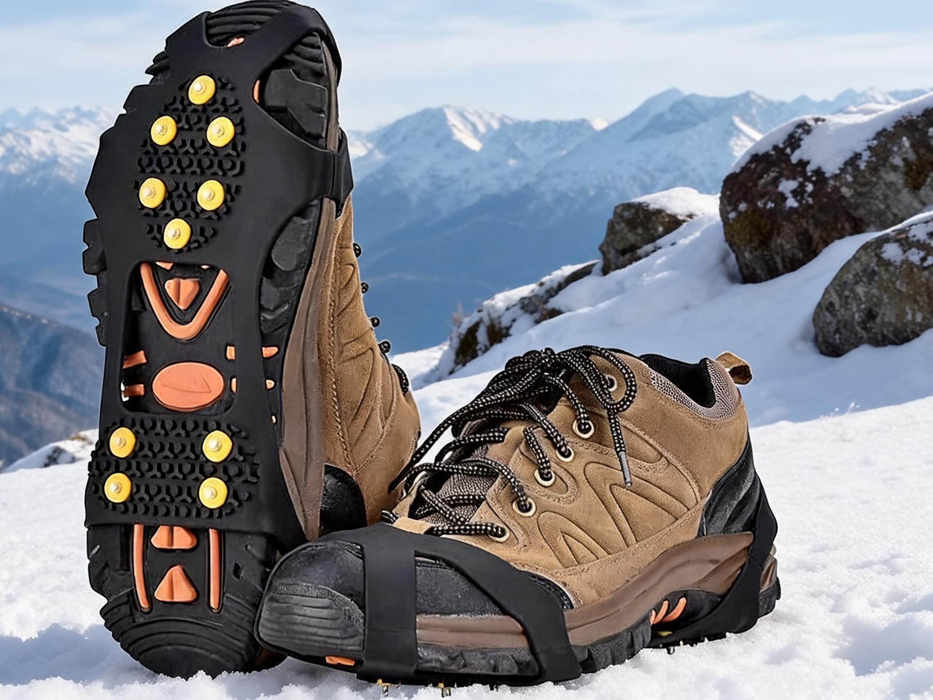 Portable Ice Cleats for Winter Sports,Ice Snow Anti-Slip Cleats, Stretch Over-Shoe Traction Spikes for Winter Shoes and Boots