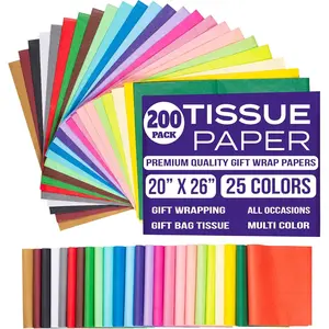 Gift Tissue Paper for Gift Bags Bulk 25 Assorted Colors 200 Sheets 20x26 Inch Premium Quality Bold Colored for Crafts Wrapping Packaging Birthday Holiday Christmas