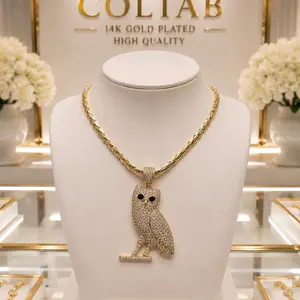 (109) owl pendant 14k Goldplated  22 inch chain.
