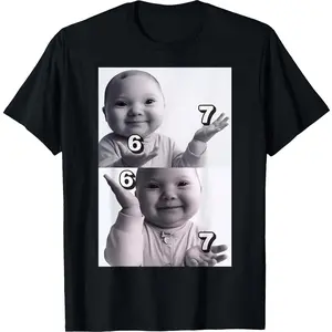 Funny Graphic T-Shirt gen z Brainrot ai Laughing Niche Baby Six Seven Meme T-Shirt Unisex Cotton Tee For Men & Women Fit Relaxed T-shirt