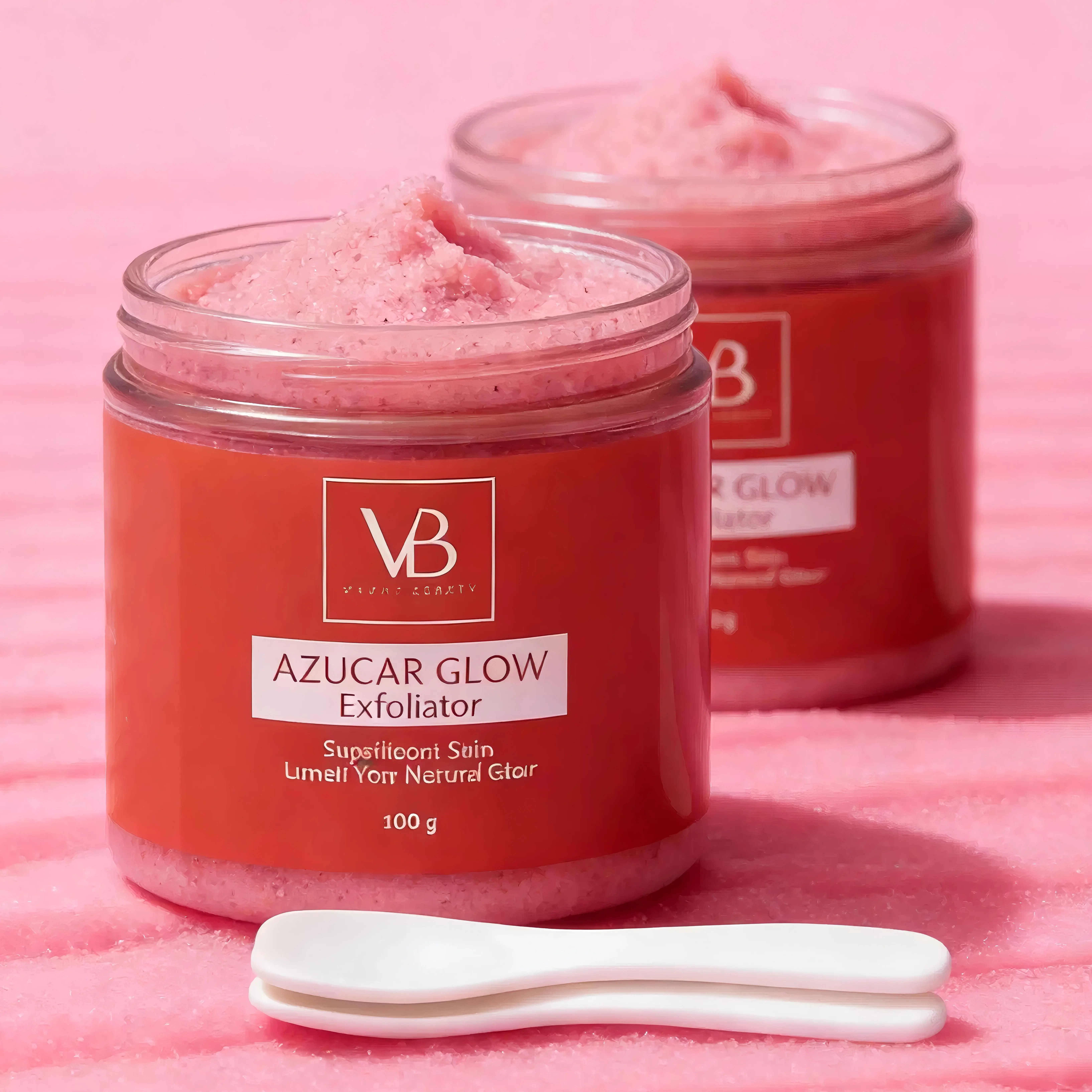 VB Azucar Glow Sugar Scrub - Hydrating Exfoliant & Brightening Facial Cleanser for Smooth, Glowing Skin - 100g | Gentle Daily Cleansing for All Skin Types