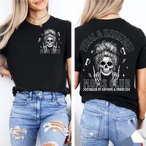 Feral and Unhinged Moms Club Shirt, Skeleton Coffee Mom Shirt, Edgy Mom Graphic Tee, Funny Mom Shirt, Trendy Mom Shirt, Rad Mom Shirt