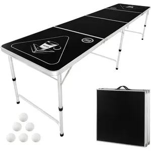 Father's Day Gift VEVOR 8 Foot Portable Pong Table, Folding Tailgate Table, Cup Holes, Dry Erase Markers and Carrying Handles, Adjustable Height, Lightweight Table for Office, Tailgate Party & Camping