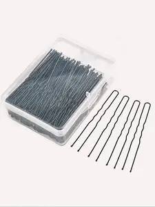 U Shaped Hair Pins, Bobbypin, 100pcs Ladies Hair Bun Hairpin, 2.4 Inches, Black, Includes Storage Box