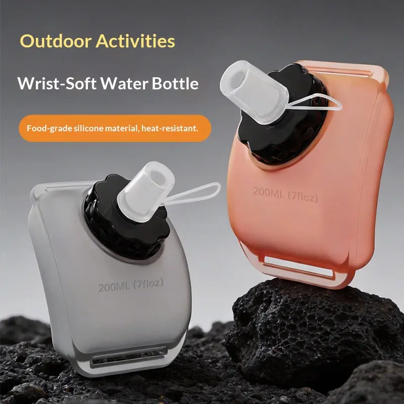 200ml BPA-Free Silicone Wrist Sports Reusable Water Bottle - Portable Water Storage Bottle, No-Stop Hydration for Running, Cycling, Party Bag Gift for Active Enthusiasts, Reusable Water Bottles