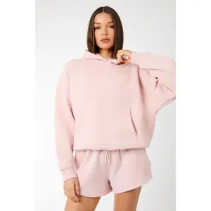 Kaiia Label Logo Oversized Hoodie Dusty Pink