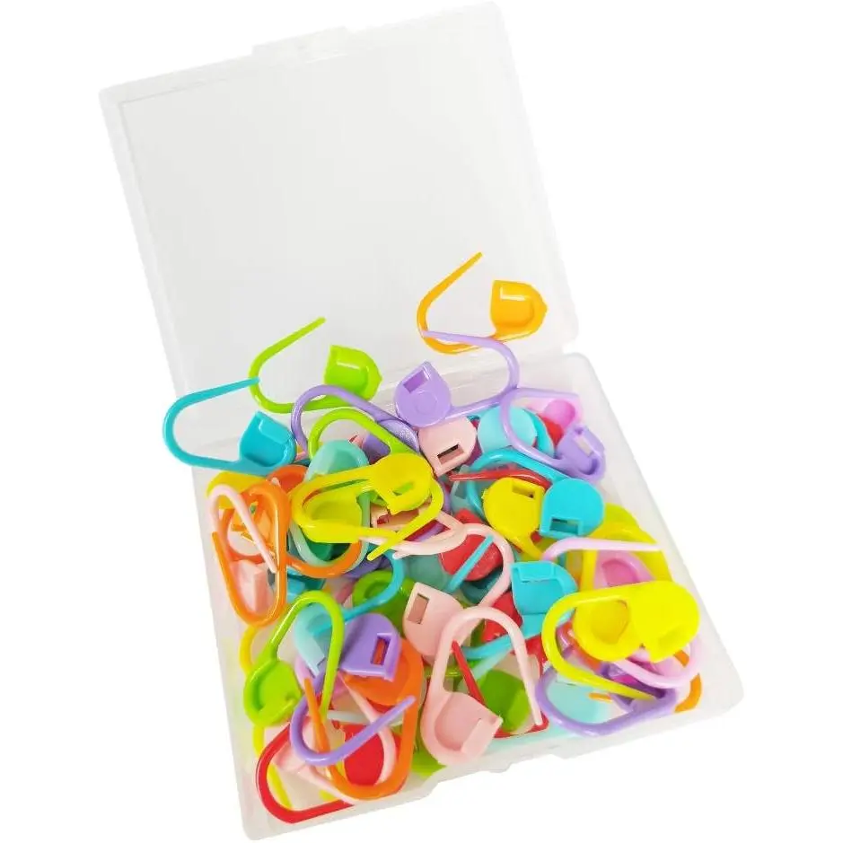 60- Crochet Knitting Markers - Locking Stitch Pins, Plastic Safety Pins, Weave Stitch Counter for Clips Yarn (10 Colors)