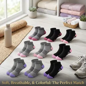 Girls' Athletic Ankle Socks 12 Pairs - Cotton Low Cut Sports Socks for Kids and Little Big Girls, Comfortable Breathable Non-Slip Perfect for Running School Daily Wear Casual Fashion Style