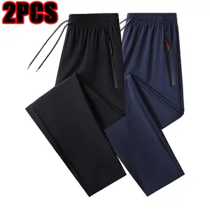 Men's casual long pants, versatile straight-leg cropped pants, new casual pants, lightweight summer flat-leg trousers for young men Athleisure Bottoms Athleisure Style Bottoms Tapered Sweatpants Gym Clothes Workout