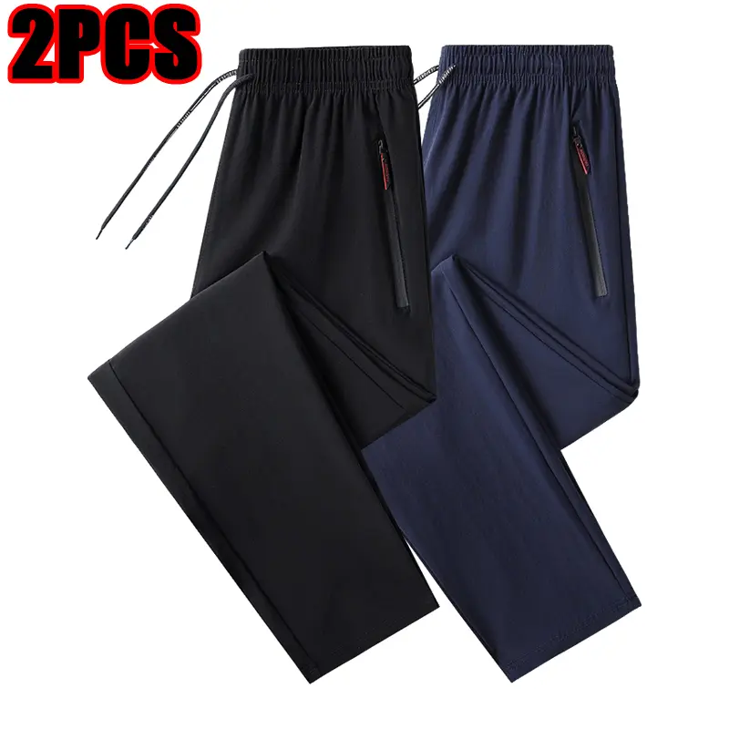 Men's casual long pants, versatile straight-leg cropped pants, new casual pants, lightweight summer flat-leg trousers for young men Athleisure Bottoms Athleisure Style Bottoms Tapered Sweatpants Gym Clothes Workout