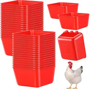 20 Pcs Chicken Water Feeder Cups 16 oz Pigeon Bird Feeder Cups Hanging Cage Chicken Water Cup for Pet Parrot Rooster Parakeet Bunny Gamefowl Poultry Wire Hutch(Red)