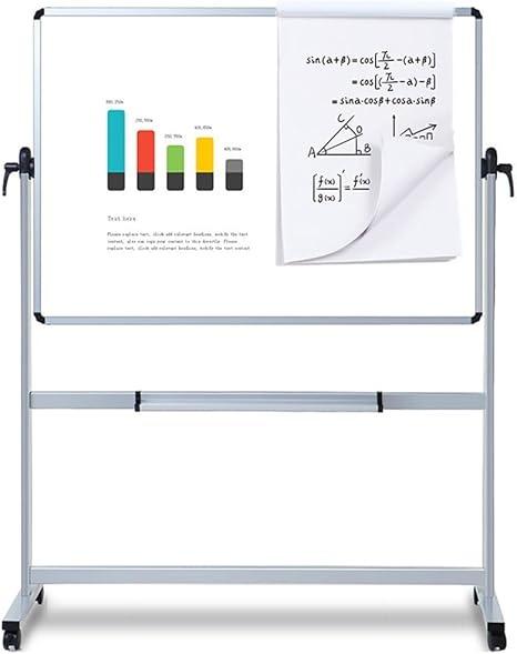 Double-Sided Magnetic Mobile Whiteboard 50 x 36 Inches Aluminium Frame and Stand