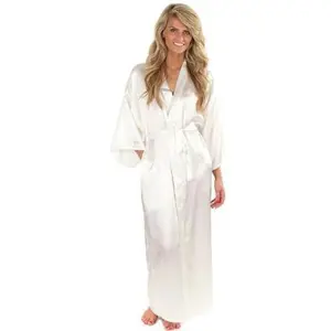 Women Silk Satin Long Wedding Bride Bridesmaid Robe Kimono Robe Feminino Bath Robe Large Size XXXL Peignoir Femme Sexy Bathrobe