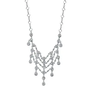 1928 Bridal Crystal Statement Bib Necklace 15" + 3" Extender