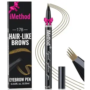 iMethod Eyebrow Pen - Eyebrow Pencil with Micro 4-Fork Tip, Microblading Eyebrow Pen for Natural Hair-Like Brows, Long-Lasting Eye Brow Pencils for Women, Smudge-proof, Light Brown