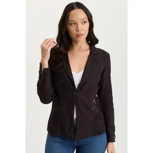 Trinket Linen/Crochet Embroidered Lightweight Jacket