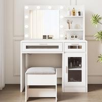 Acrylic Dressing Table with Chair Set - White