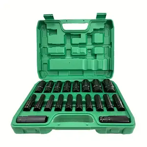 1/2" Drive Impact Socket Set, 20pcs Socket and Drive Tool Kit, Standard Metric Sizes(8-32mmm) Mechanics Tools Kit Sockets Kit Metric Drive Socket Set with Plastic Toolbox
