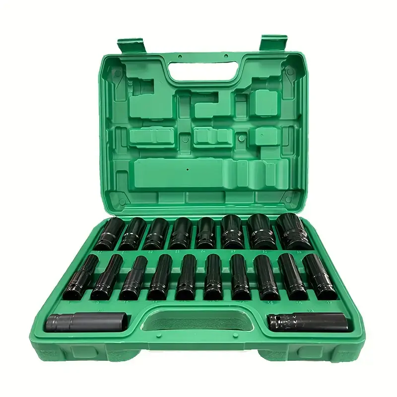 1/2" Drive Impact Socket Set, 20pcs Socket and Drive Tool Kit, Standard Metric Sizes(8-32mmm) Mechanics Tools Kit Sockets Kit Metric Drive Socket Set with Plastic Toolbox#summerfinds