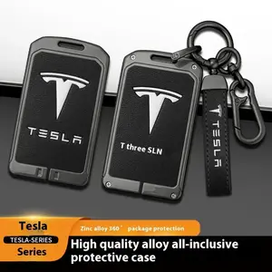 Tesla Model 3 S X Y Roadster Cybertruck Car Metal Key Case Cover Keyless Card Protector Holder Accessories Zinc Alloy 360° Protection