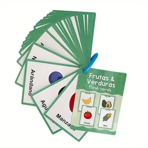 Children Learning Spanish Flashcards Set, Vocabulary Flashcards, Visual Word Cards for Animals Food Fruits Body, Educational Birthday Gift, Home School Kindergarten Game