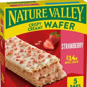 Nature Valley Crispy Creamy Wafer Bars, Strawberry, Whole Grain, 5 Bars, 6.5 oz