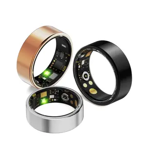 Smart Health Monitoring Ring - Multi-Sensor Blood Pressure & Heart Rate Tracker, Gold Charging Case Set, Portable Workout Device for Active Men & Women, IP68 Waterproof, Real-Time Alerts, Slim Fit Wearable Tech