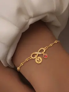 Infinity Symbol Round Initial Heart Pendant Women's Bracelet, Stylish Stainless Steel Chain for All Seasons, Elegant Jewelry Gift, Letter Link Bracelet