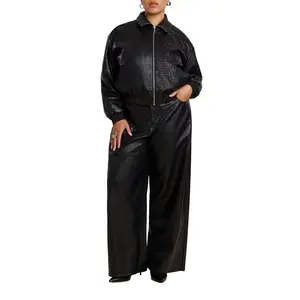 ELOQUII Women's Plus Size Tall Faux Leather Pintuck Straight Leg Pant