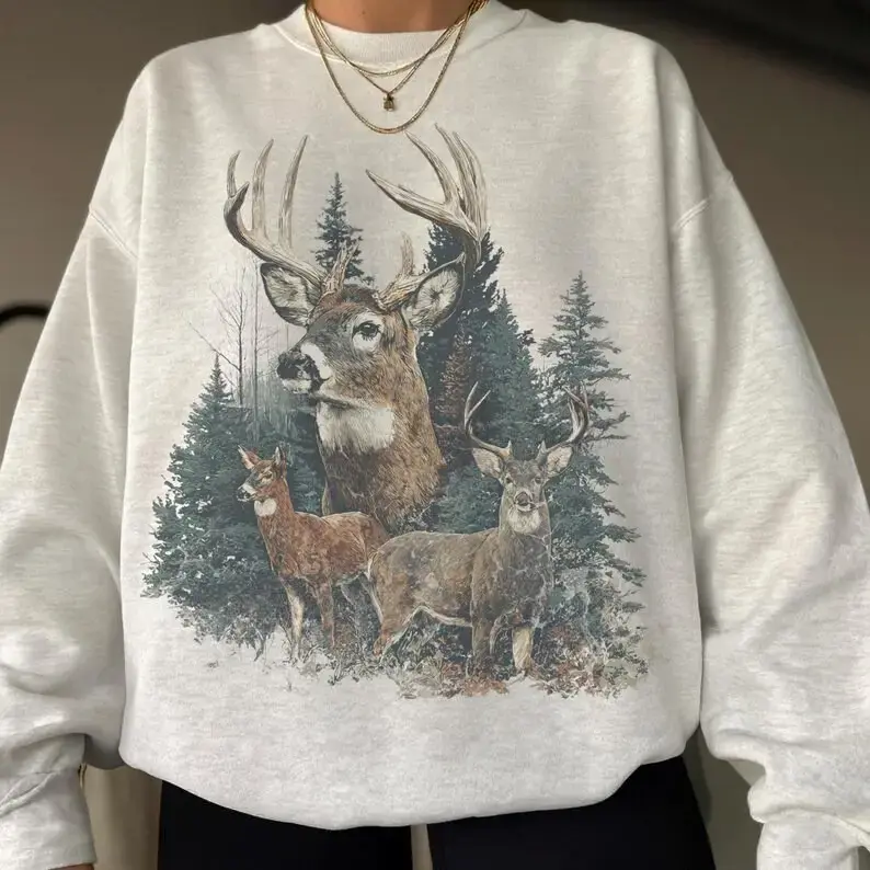 Midwest Sweatshirt, Vintage Deer Sweater, Hunting Season Gift, Old Money Preppy Sweatshirt