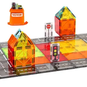 【fathersdaygift】VEVOR Magnetic Tiles Magnetic Building Toy 56 PCS Magnet Blocks for Kids 3D Set