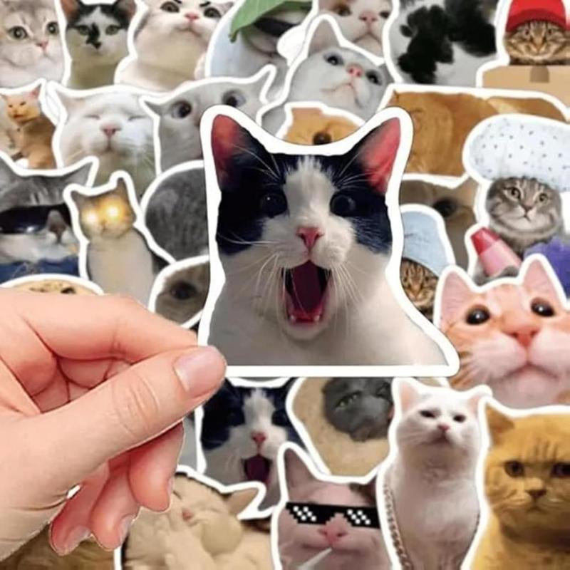 150 Cat Stickers,Funny Cat Meme, Kawaii for Adults,Waterproof Vinyl Stickers for Laptop Phone Guitar Water Bottles Luggage Aesthetic Birthday Durable Leather