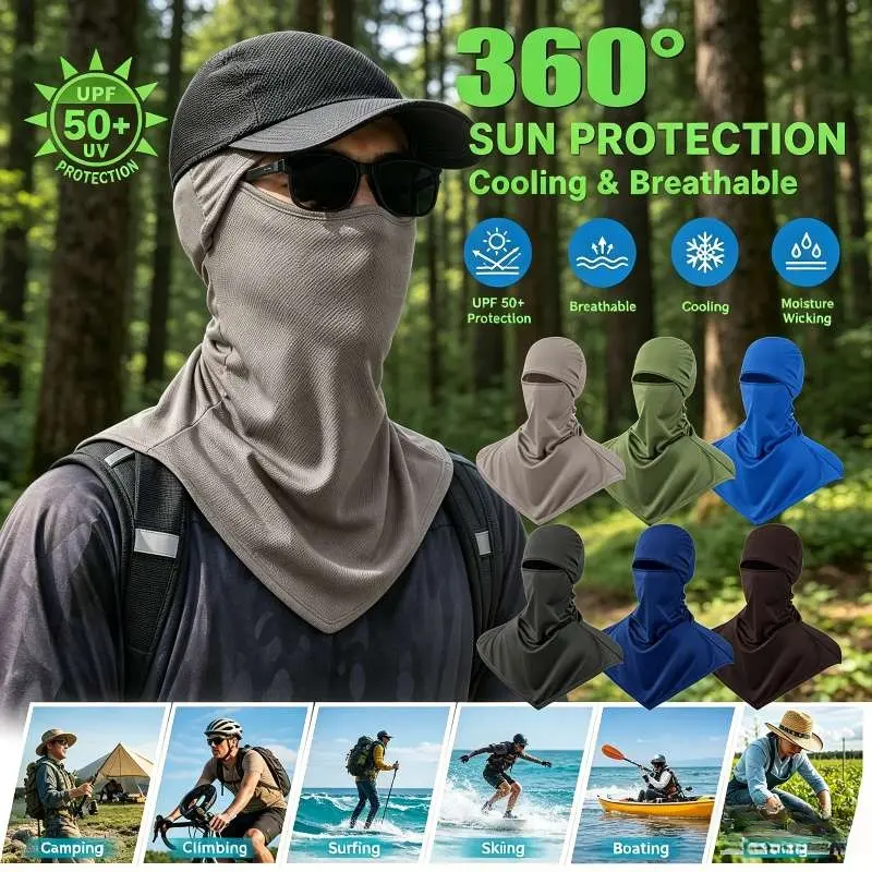 6Pcs Synthetic Multi-Use Balaclava Face Cover - Breathable Lightweight Summer Neck Gaiter for Adults, UV-Protective Outdoor Sports Gear for Motorcycle Cycling, Fishing, Running