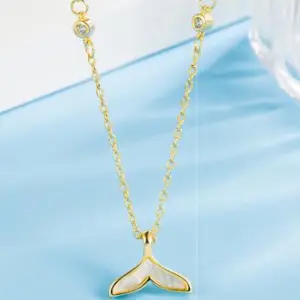 Mermaid whale tail .925 sterling silver necklace