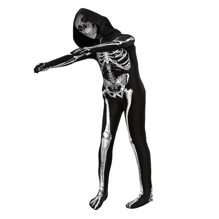AYJKSEVEN Unisex Jumpsuit For Kids - Scary Black and White Halloween Jumpsuit Costume compatible for cos like Skeleton