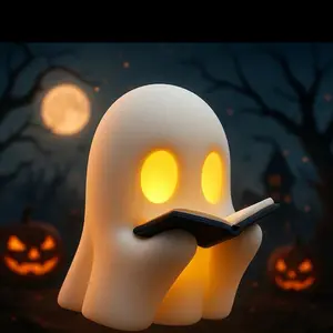 Spooky Ghost Reading/T light candle. 3-D printed great for countertops and desk